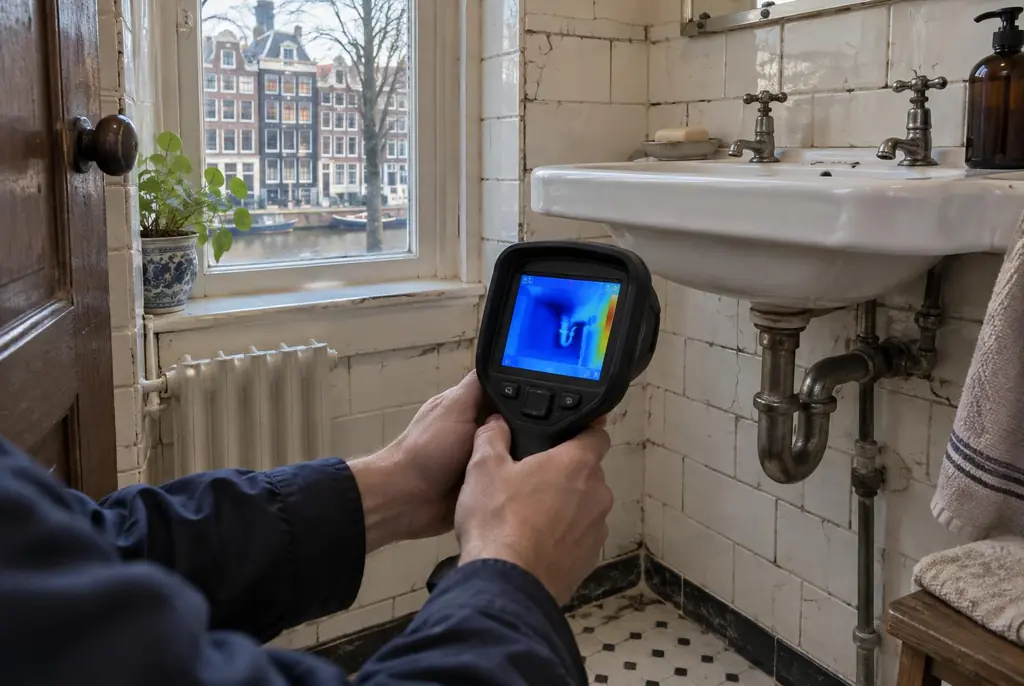 Lekdetectie Achterveld – badkamer met oude leidingen achter de tegels