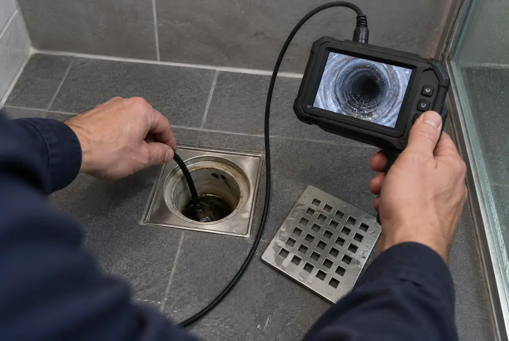 Lekdetectie Achterveld – endoscoop-inspectie in een douchegoot