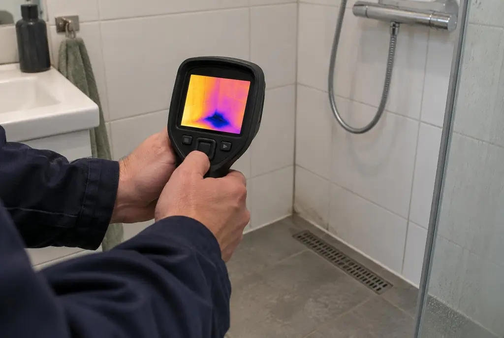 Lekdetectie Achterveld – lekdetectiespecialist met warmtebeeldcamera in een badkamer