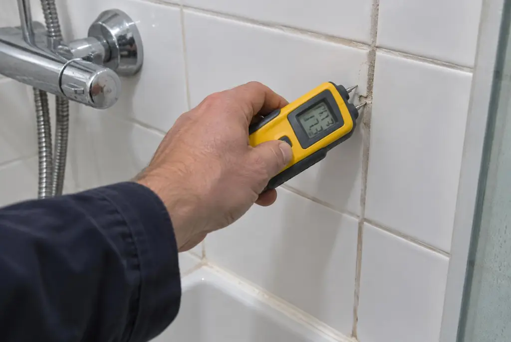 Lekdetectie Achterveld – vochtmeter op badkamertegels bij de douche
